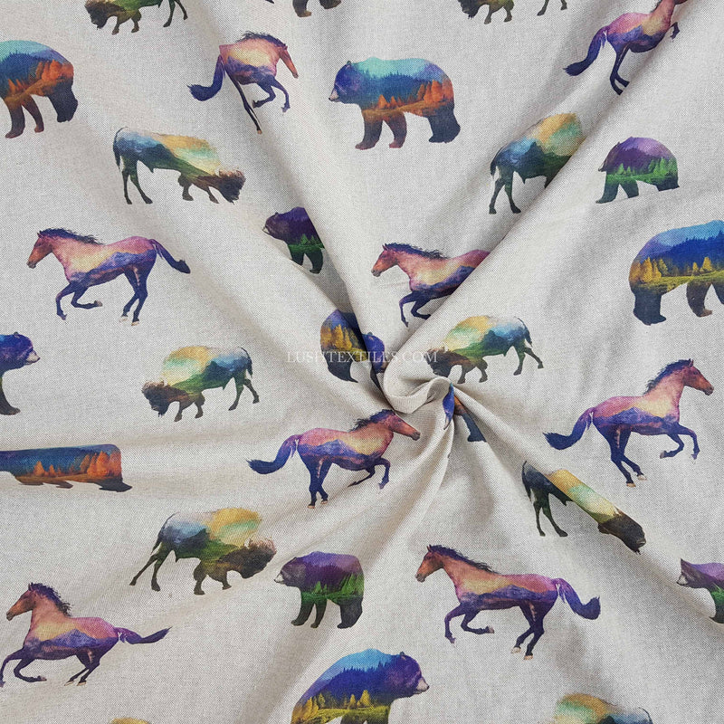 Digital Print Linen Wild Animals Cotton Fabric