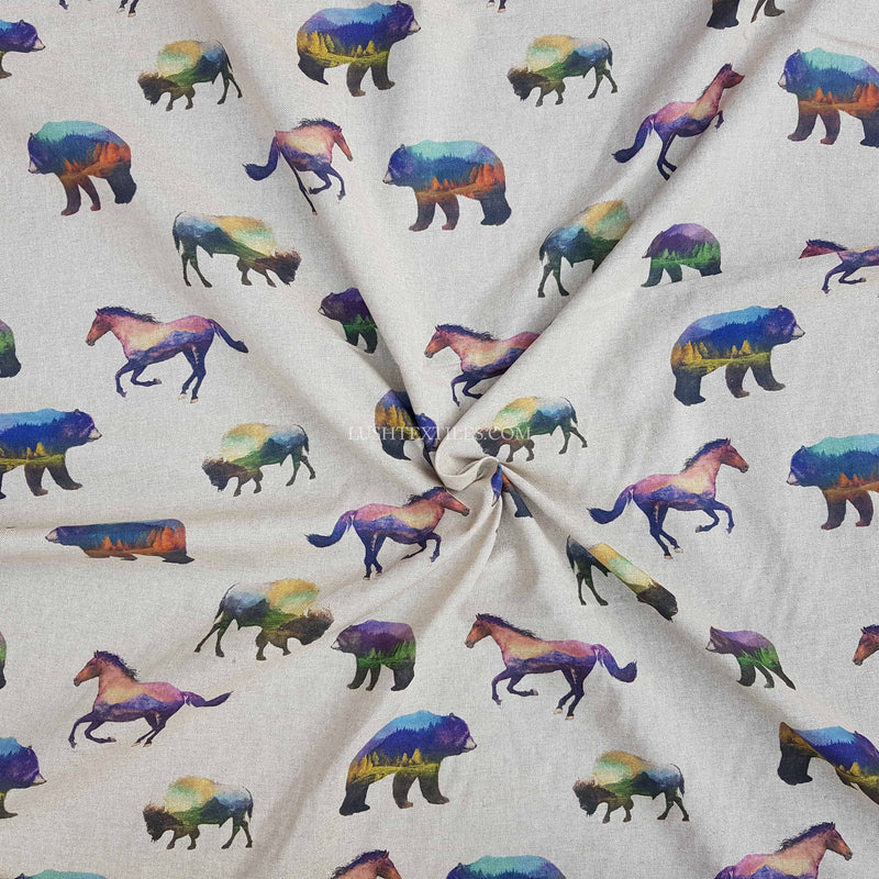 Digital Print Linen Wild Animals Cotton Fabric