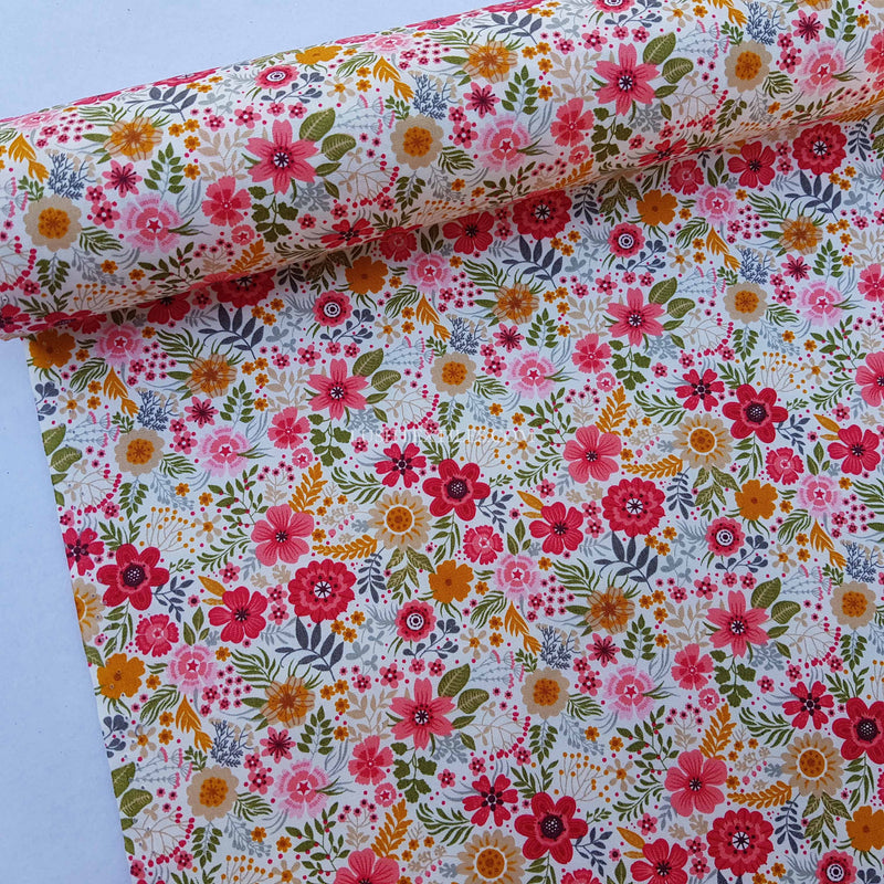 Blossom Floral Print Rose & Hubble Cotton Poplin Fabric