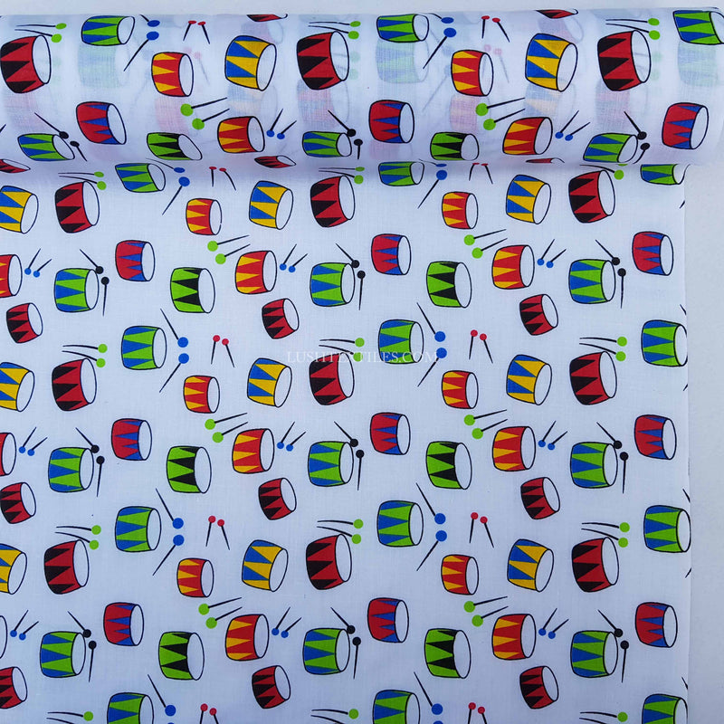 Musical Drums Polycotton Fabric