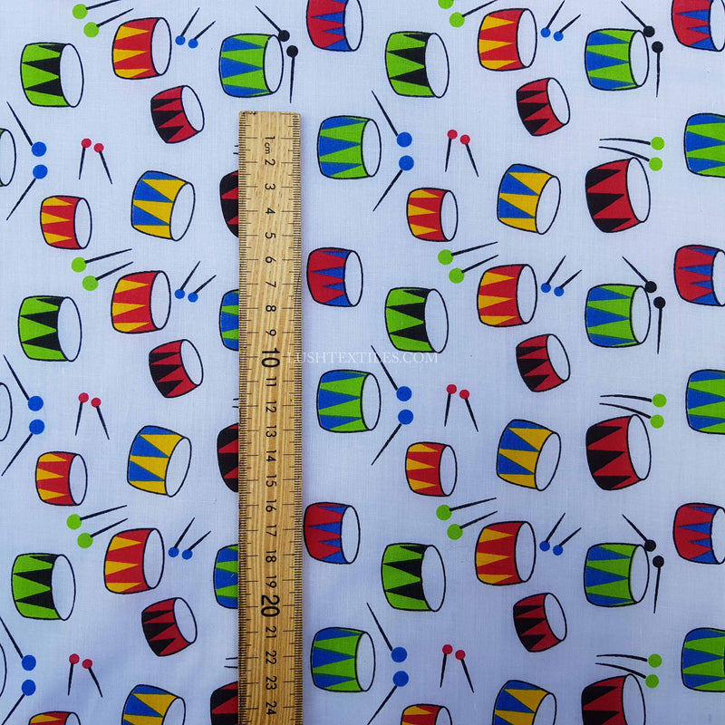 Musical Drums Polycotton Fabric