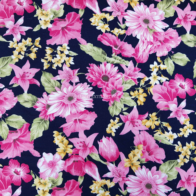 Summer Floral Flowers Cotton Poplin