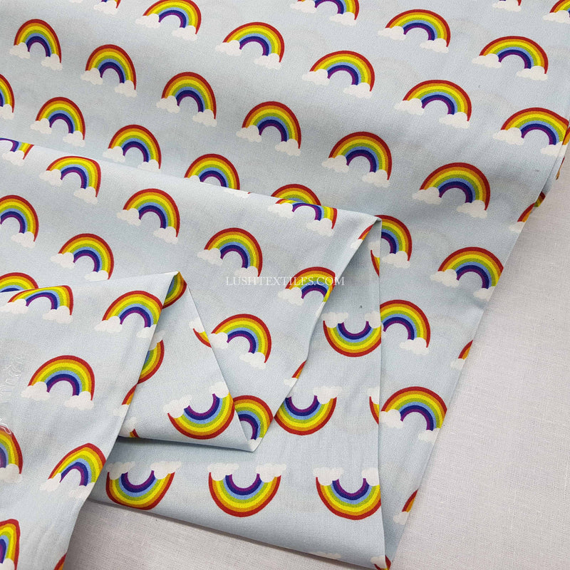 Rainbow And Clouds NHS Cotton Fabric, Sky