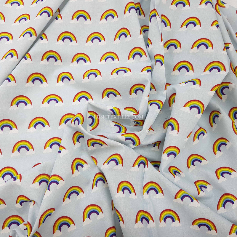 Rainbow And Clouds NHS Cotton Fabric, Sky