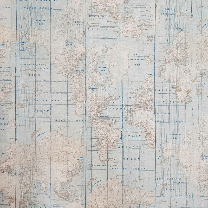 Atlantic Ocean Map Print Craft Fabric