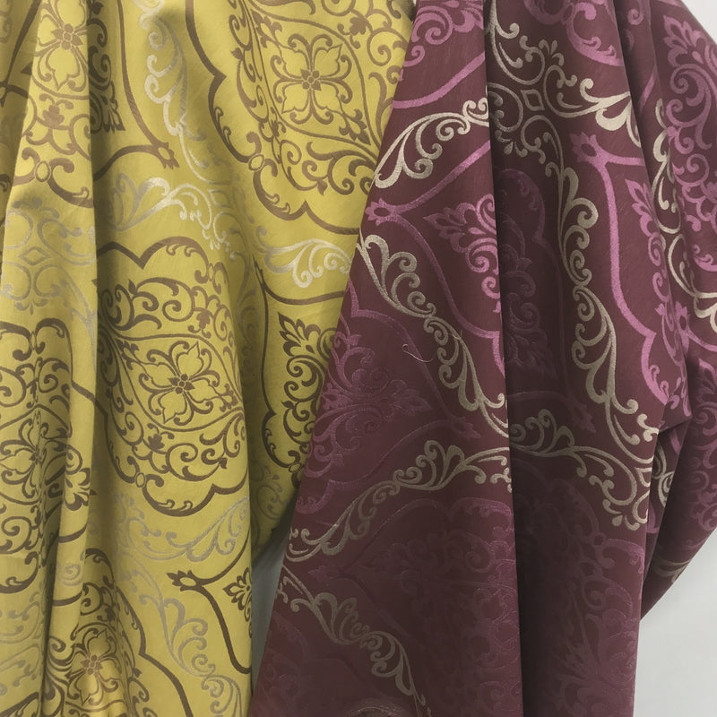 Damask Brocade Upholstery Curtain Fabric, Purple