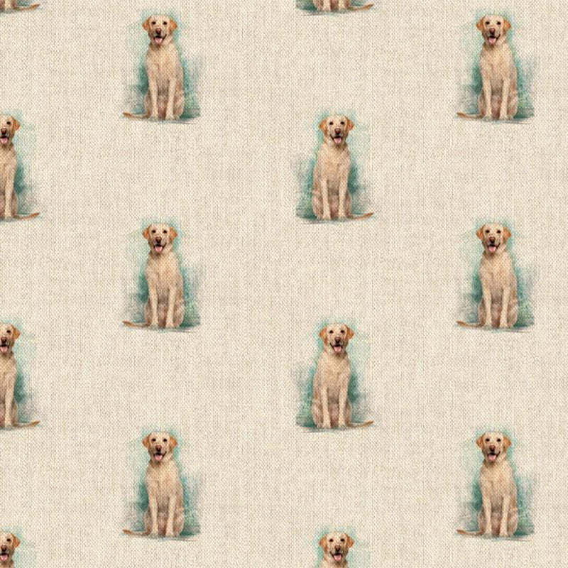 Digital Cotton Animal Print Linen Fabric, Labrador