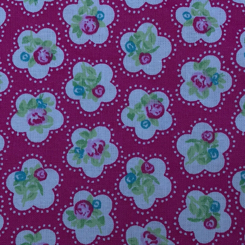 Cerise Daisy Liberty Style Cotton Craft Quilting Rideau Upholstery Dress Fabric