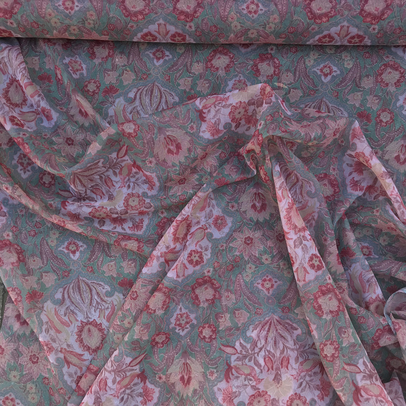 Damask Vintage Tissue Voile Fabric