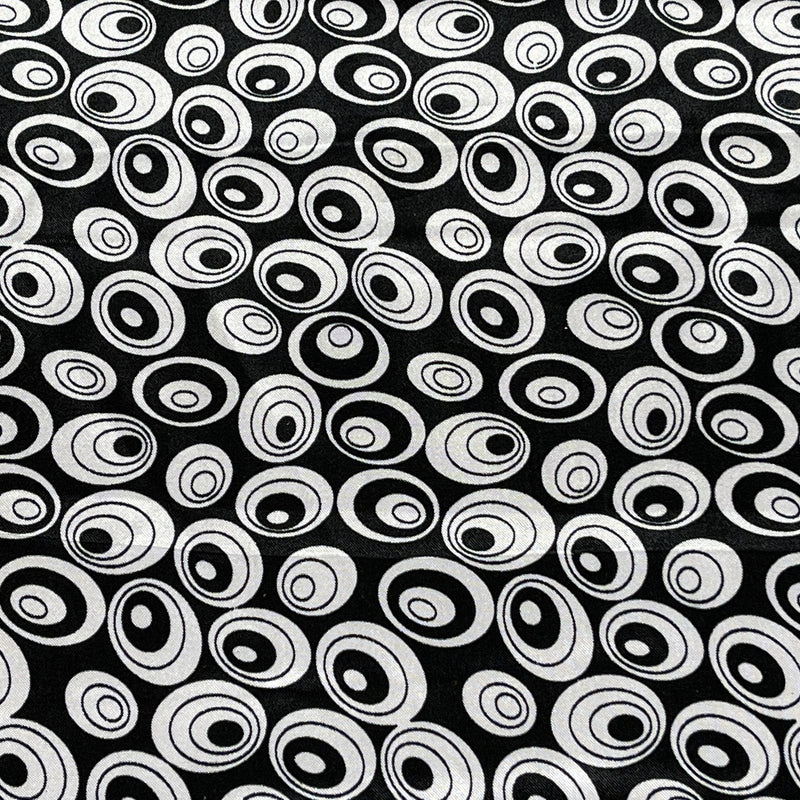 Satin à pois abstrait noir et blanc