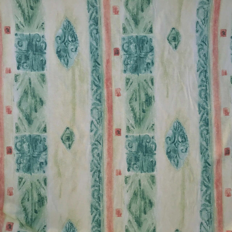 Abstract Print Vintage Cotton Fabric, Cream/Green