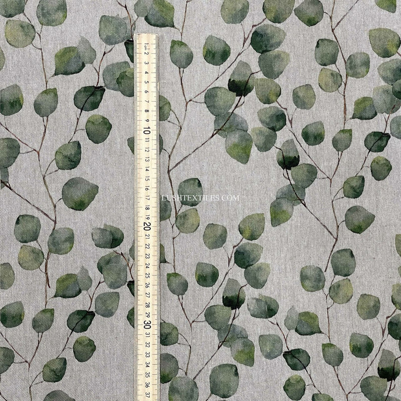 Eucalyptus Tree Green Beige Linen Curtain Upholstery Fabric