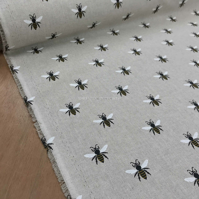 Tissu en coton et lin à impression numérique Buzzy Bees