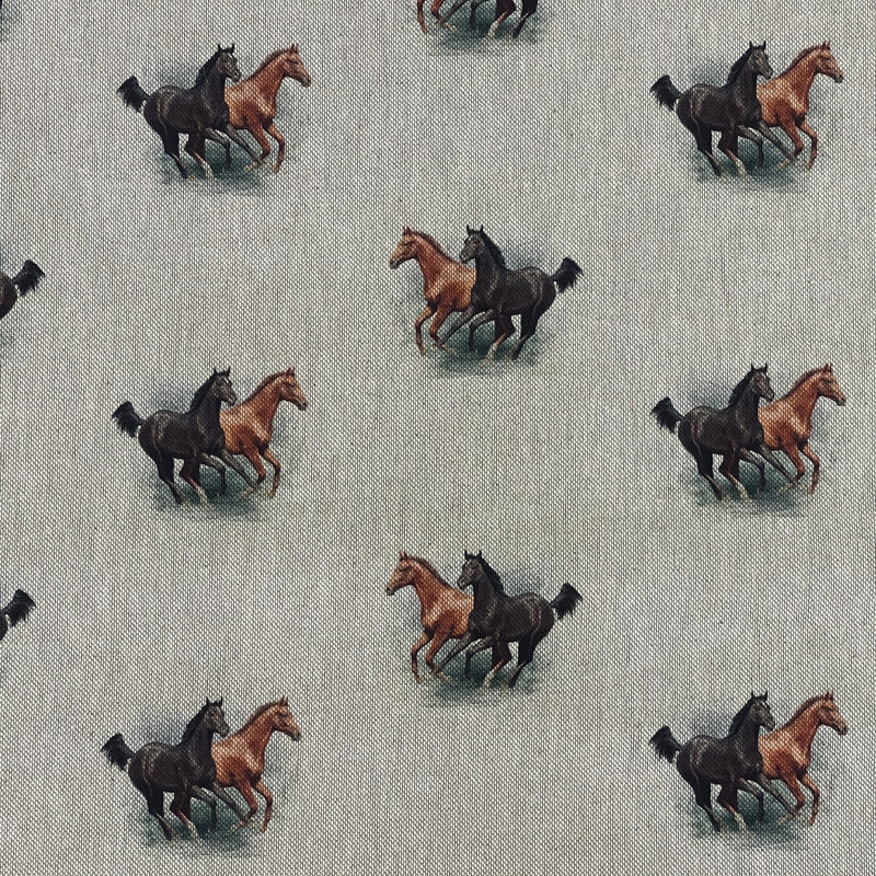 Tissu en coton lin numérique cheval au galop