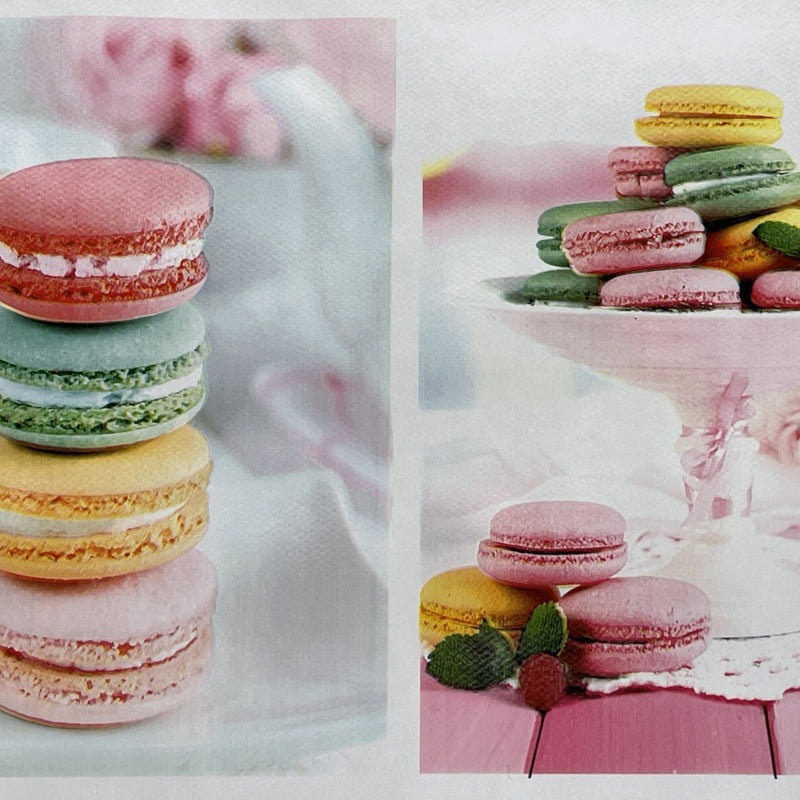 Afternoon Tea Macarons Print PVC Oilcloth Fabric