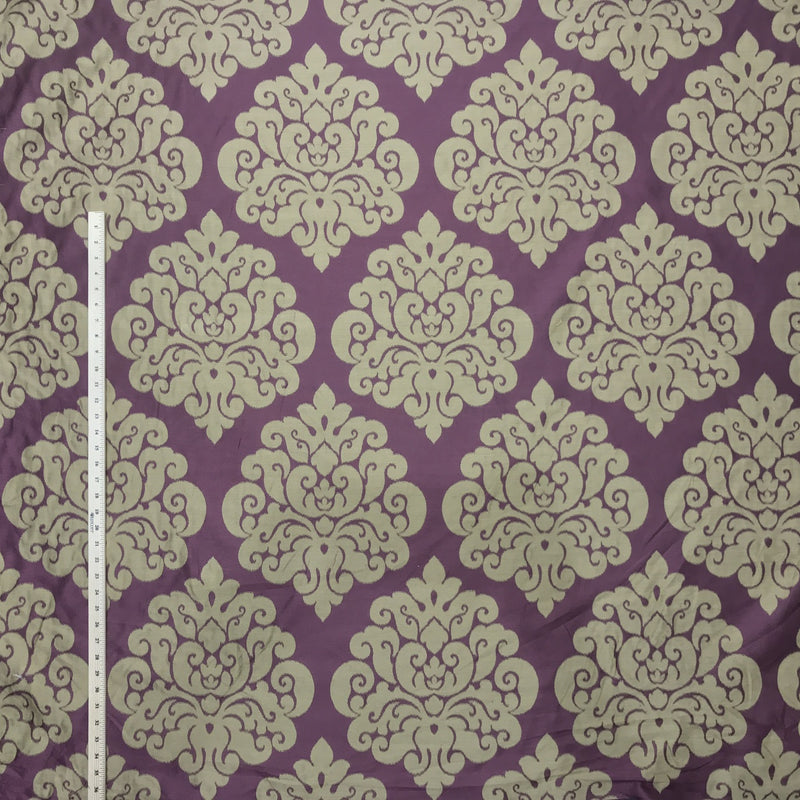 Beige Damask Upholstery Curtain Brocade Fabric, Purple