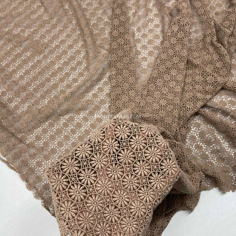 Brown Spotted Flower Guipure Corded Dress Lace Lingerie Trim Wedding Fabric 50"