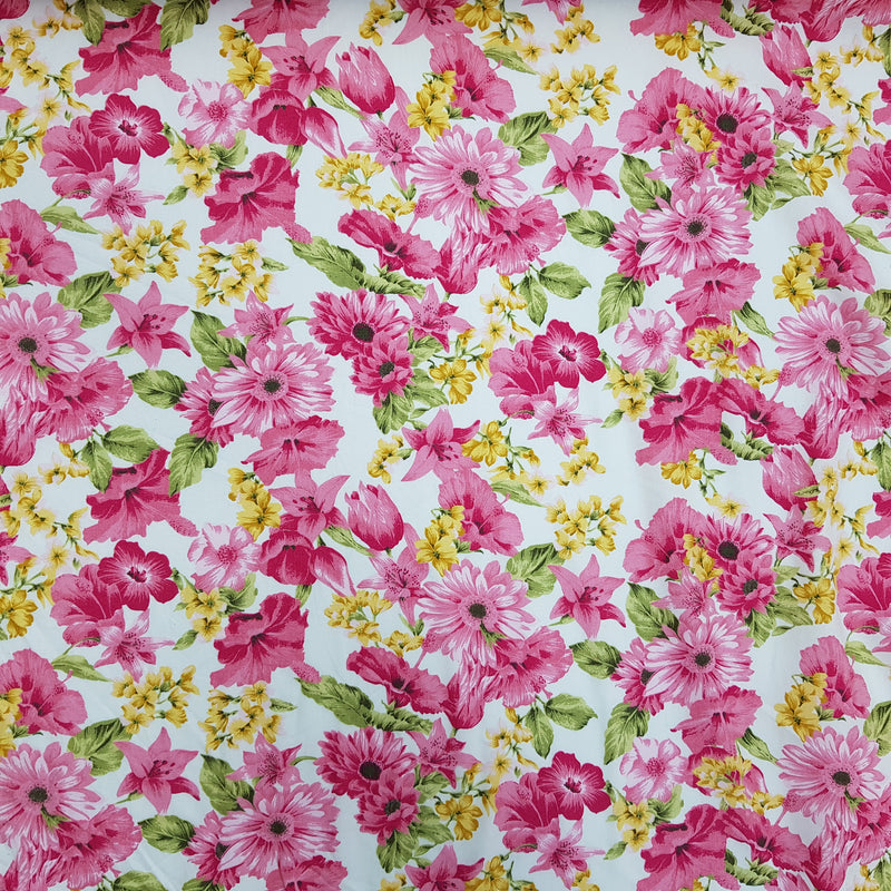 Garden Flowers Rose & Hubble Cotton Poplin Fabric