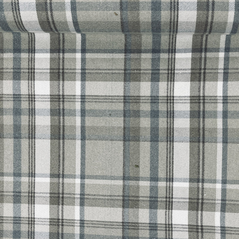 Balmoral Checks Wool Effect Tartan Upholstery Curtain Fabric Cushions, Beige