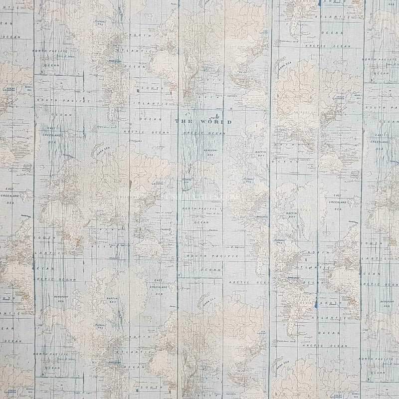 Atlantic Ocean Map Print Craft Fabric