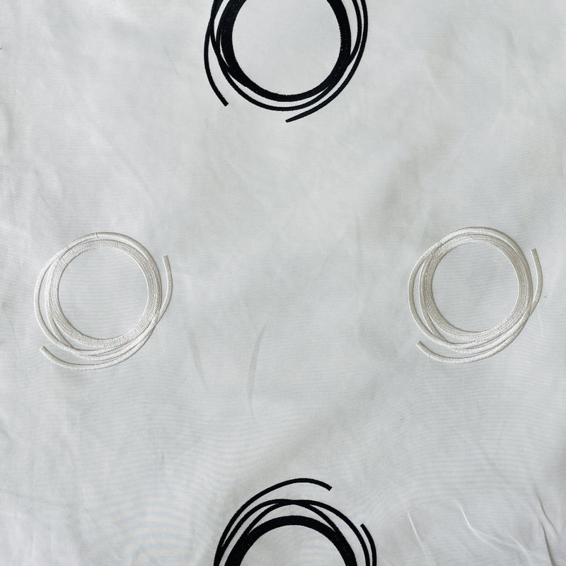 Embroidery Circles Silk Taffeta Fabric, Cream