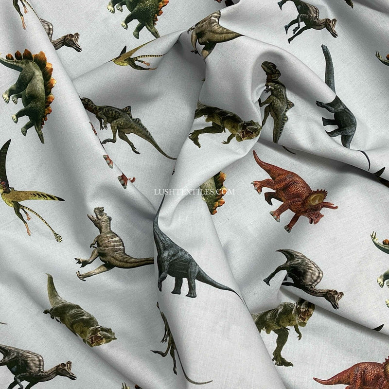 Dinosaurs Jurassic World Digital Cotton Craft Fabric, Silver