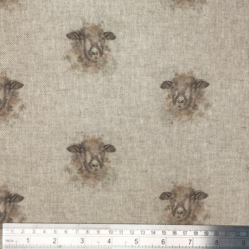 Digital Cotton Animal Linen Fabric, Sheep Head