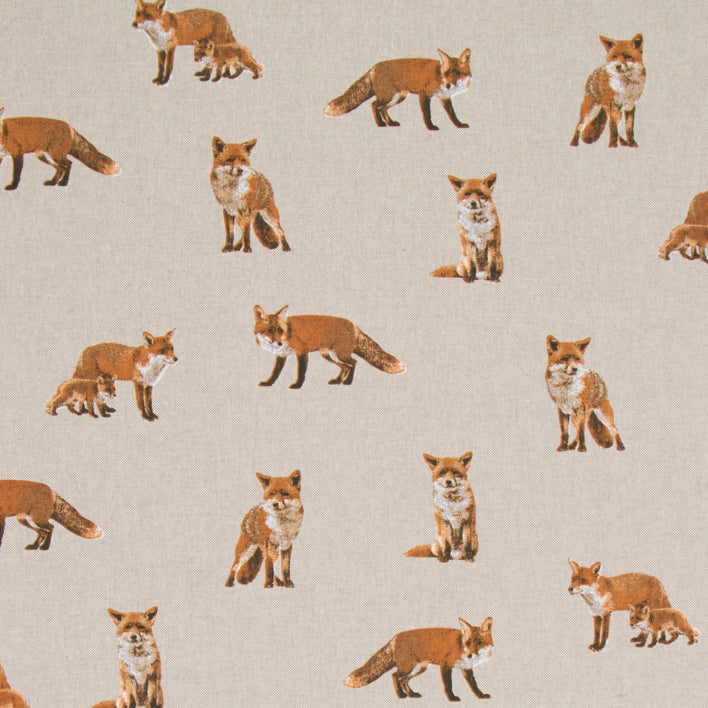 Tissu Lin Impression Numérique Fox And Cubs