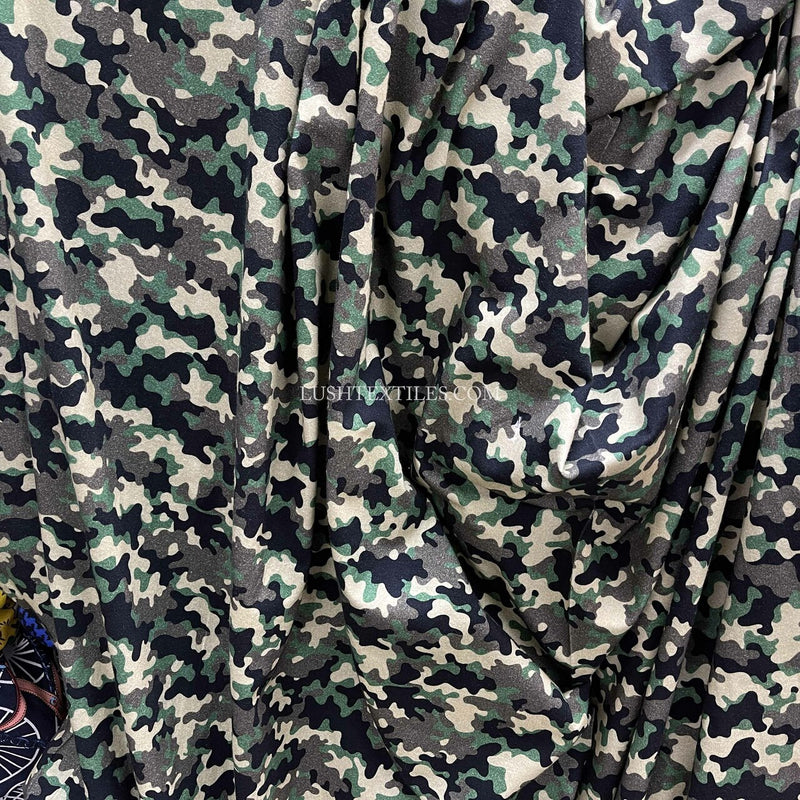 Army Camo Cotton Jersey Stretch Fabric, Jungle