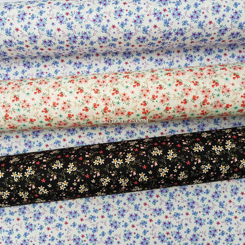 Daisy Flowers Rose & Hubble Cotton Poplin Fabric