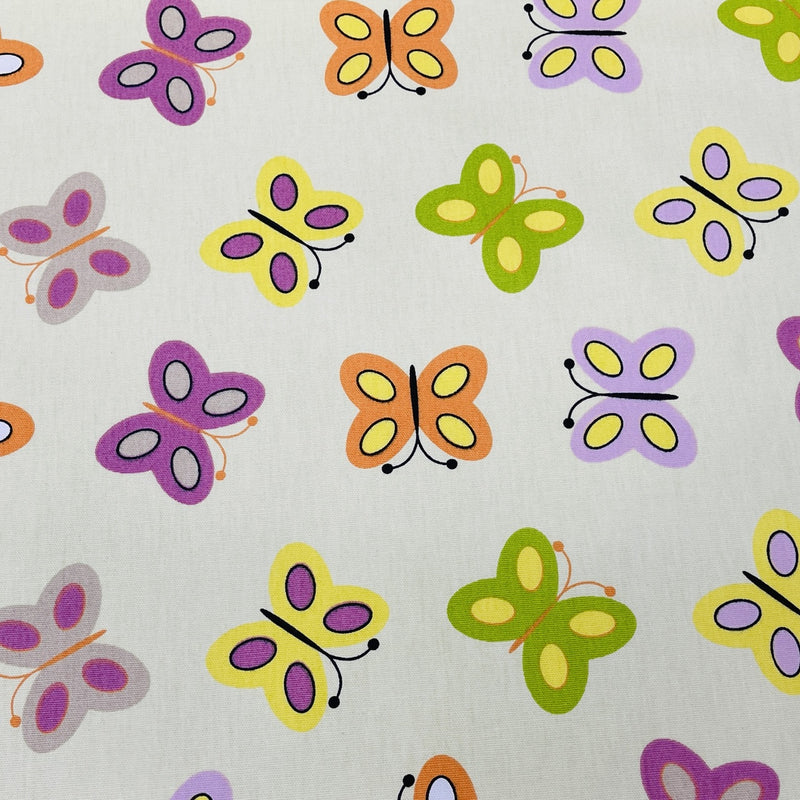 Butterfly Print Cotton Upholstery Fabric, Yellow