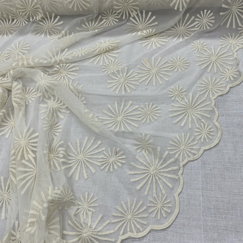 Embroidery Starbuzz Net Lace Fabric, Cream