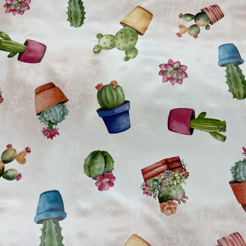 Cactus Print PVC Table Oilcloth Fabric