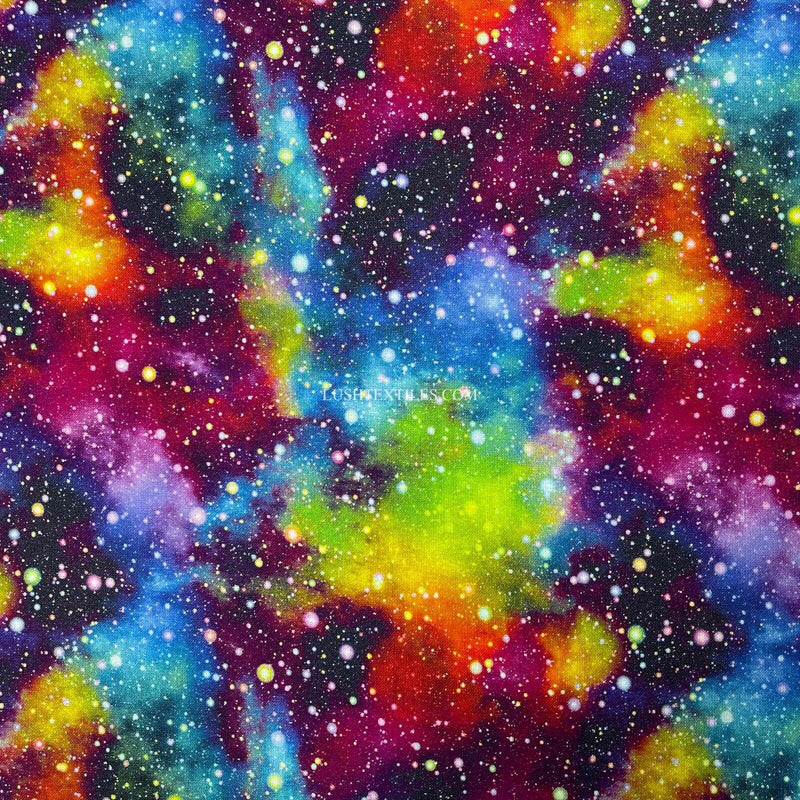 100% Cotton Rainbow Fabric Galaxy Space Planets Astrology Curtains Star Wars