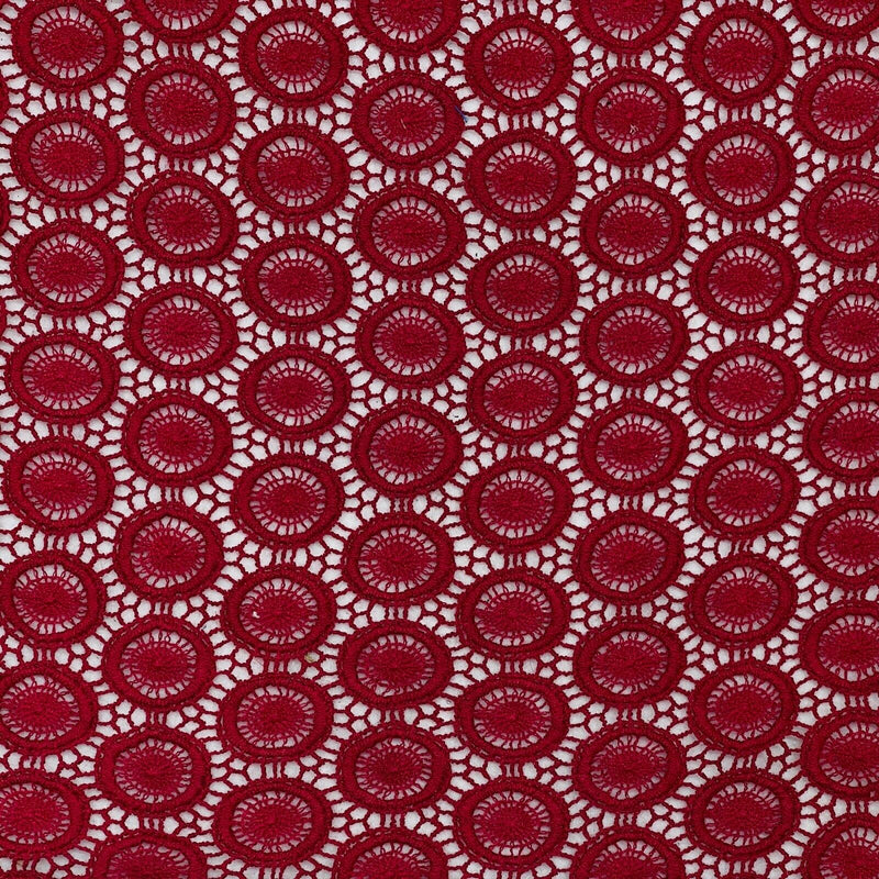 Burgundy Spotted Flower Guipure Corded Dress Lace Lingerie Trim Wedding Fabric