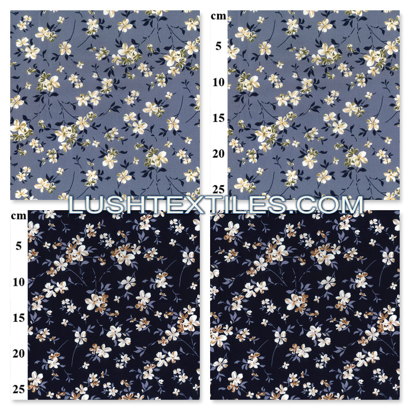 Floral Flowers Rose & Hubble Cotton Poplin Fabric