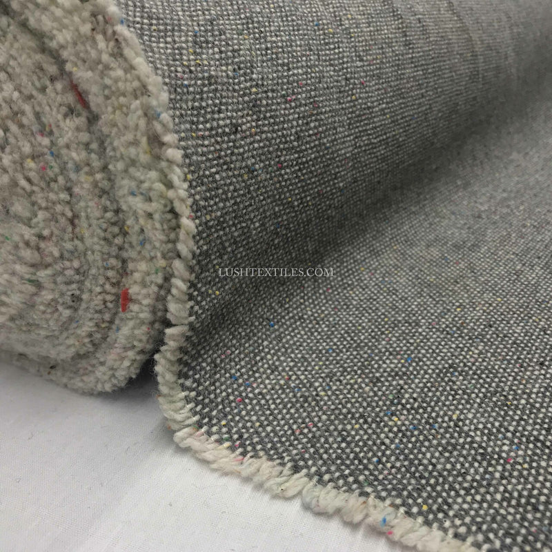 Donegal Tweed Wool Blend Fabric, Silver/Grey