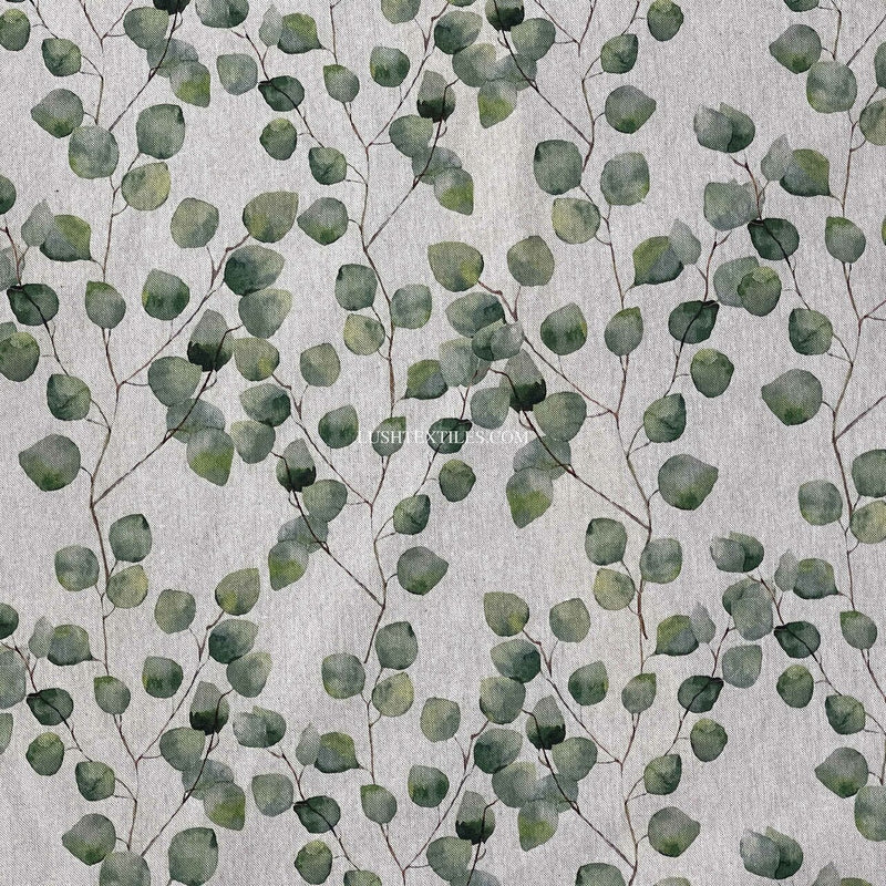 Eucalyptus Tree Green Beige Linen Curtain Upholstery Fabric