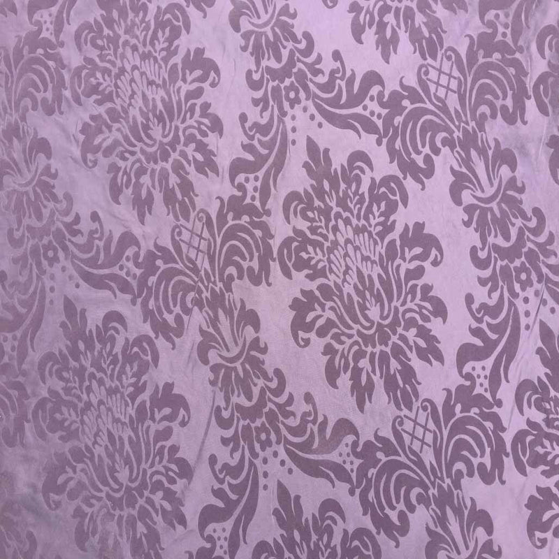 Damask Velvet Flock Taffeta Fabric, Aubergine