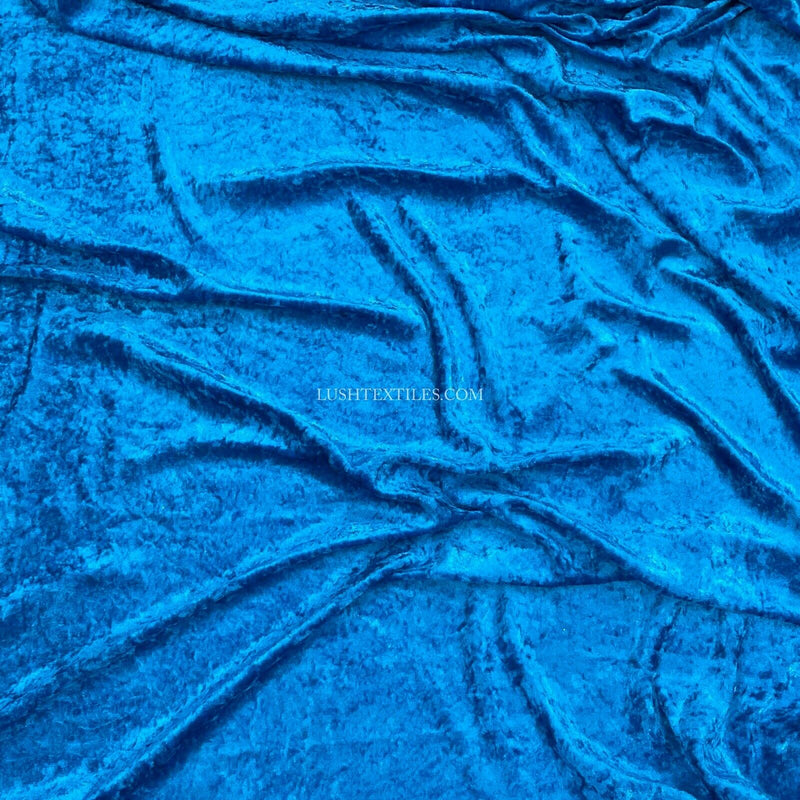 Deep Turquoise Blue Crushed Velvet Velour Fabric Wedding Steampunk Dress Costume