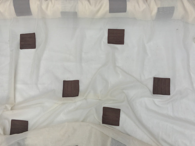 Tissu de rideau en voilage en daim marron chocolat, crème