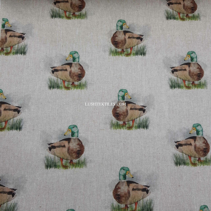 Digital Cotton Animal Linen Fabric, Mallard Ducks