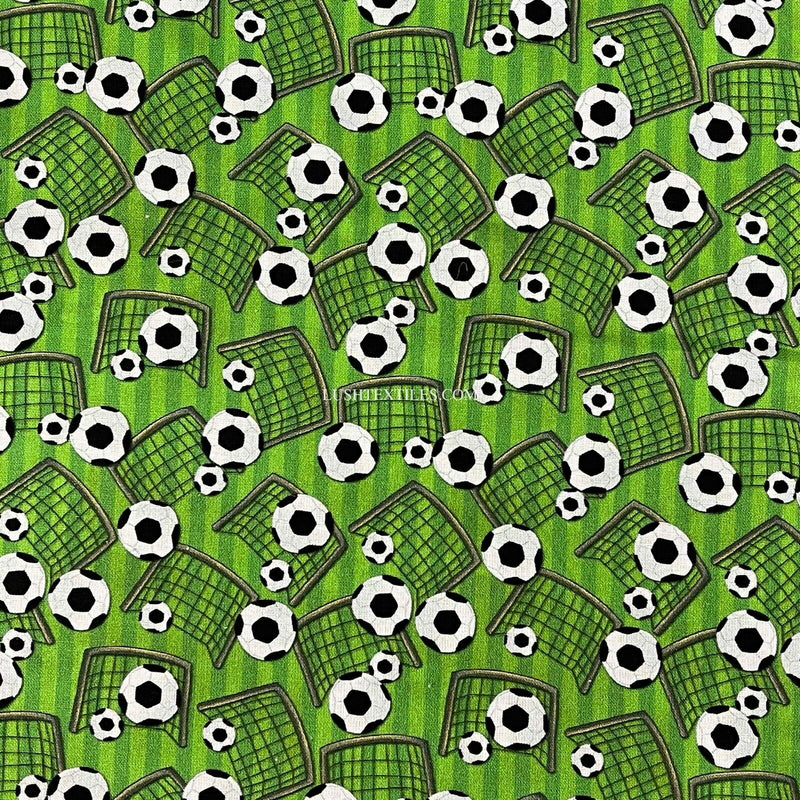 Football Crazy Fabric - Cotton- Soccer, World Cup. Upholstery, Cushions & Craft