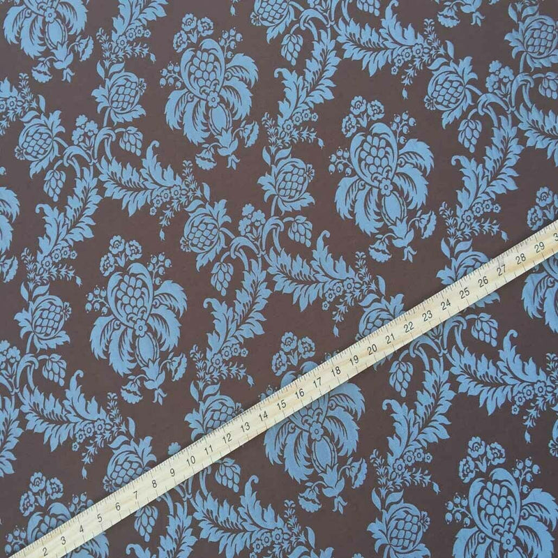 BROWN DUCK EGG Designer Brocade Damask Fabric Curtains Upholstery Cushion Blinds