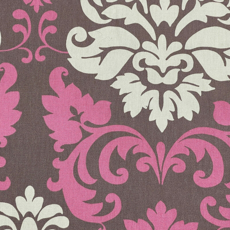 GlobalTex ORLY Dusky Pink & Beige Damask Brown Cotton Fabric Curtain Upholstery