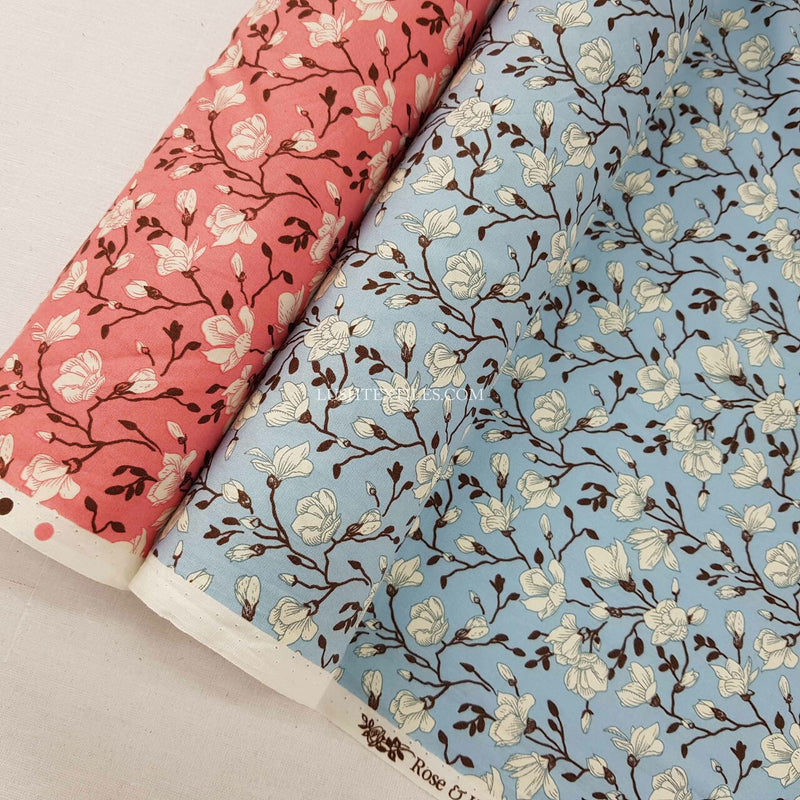 Flowers On Twigs Rose & Hubble Cotton Poplin Fabric