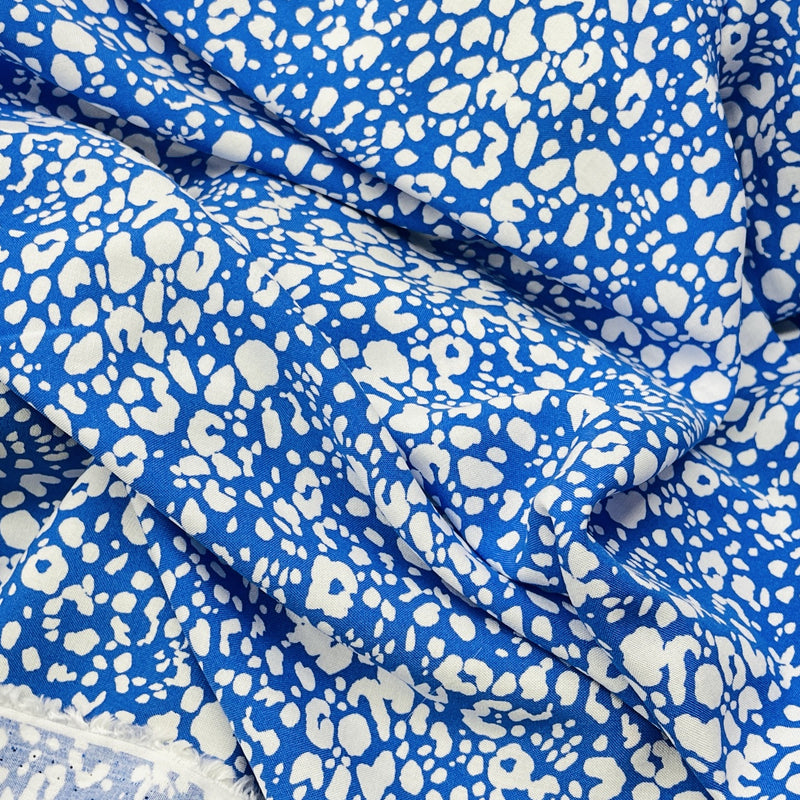 Floral Abstract Designer Viscose Fabric, Blue