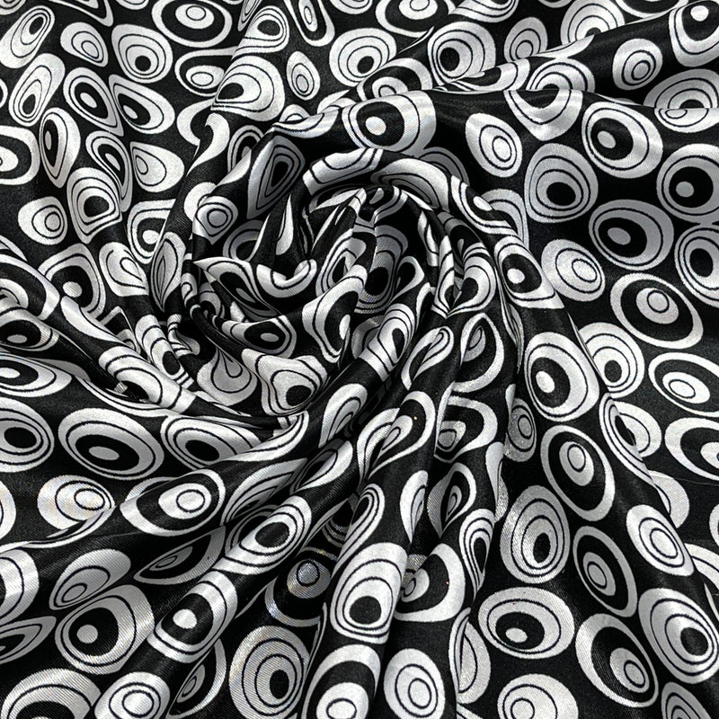 Black & White Abstract Spot Satin