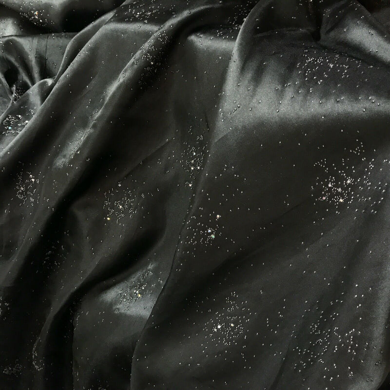 Black Satin Gem Stone Fabric