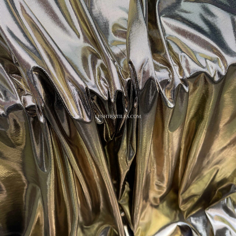 Computer Foil Shiny Dress Fabric, Gold/Black